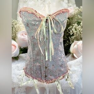 Floral Brocade Jacquard Plus Size Corset Sz 6x
